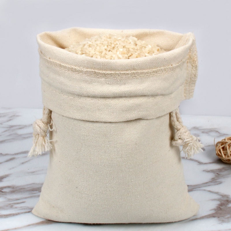 Túi Dây Rút Bằng Vải Lanh Màu Trắng Đựng Trang Sức/ Thực Phẩm Tiện Lợi Cho Nhà Bếp