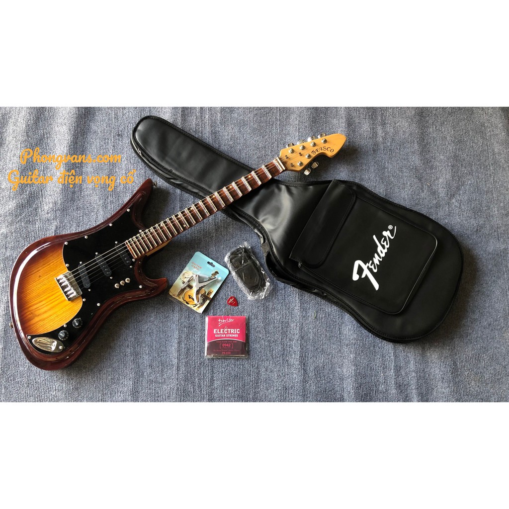 🎸🎸🎸Đàn ghita điện phím lõm vọng cổ Teisco màu vàng đen tặng full phụ kiện