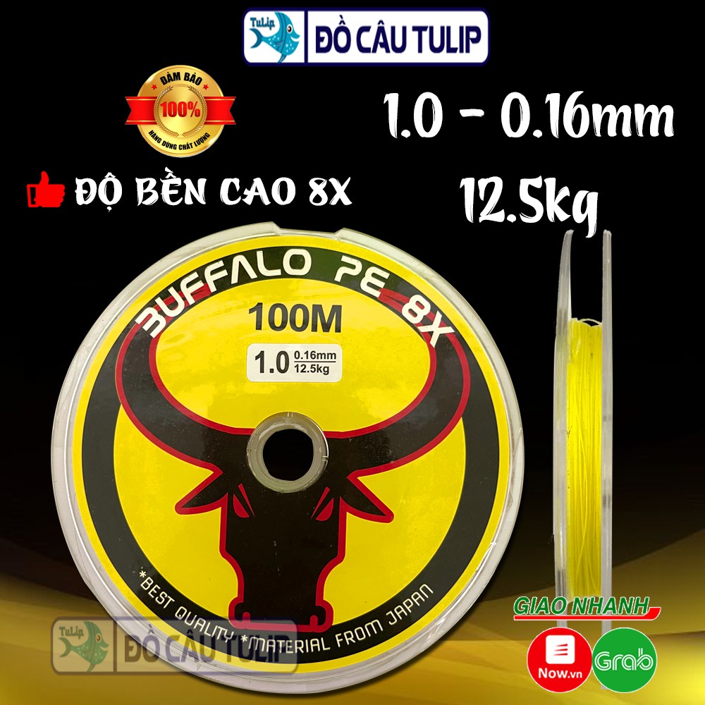 Dây Dù Câu Cá BUFFALO PE 8X Cao Cấp (100 Mét) - Dây Dù PE Câu Lure, Phụ Kiện Câu Cá - TULIP