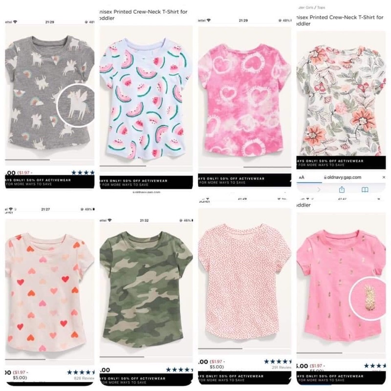 Áo Bé Gái Oldnavy Dư Xịn Nhiều Mẫu Áo Thun Cộc Tay Mùa Hè Hoạ Tiết Độc Lạ  1 đến 5 tuổi