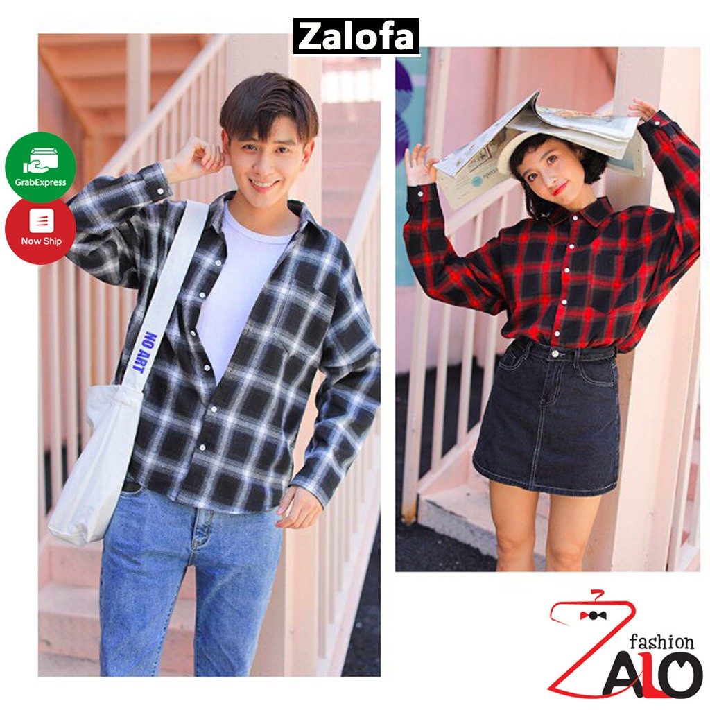 Áo Khoác Sơ Mi Flannel Sơ Mi Caro Nam Nữ Form Rộng Cá Tính Unisex