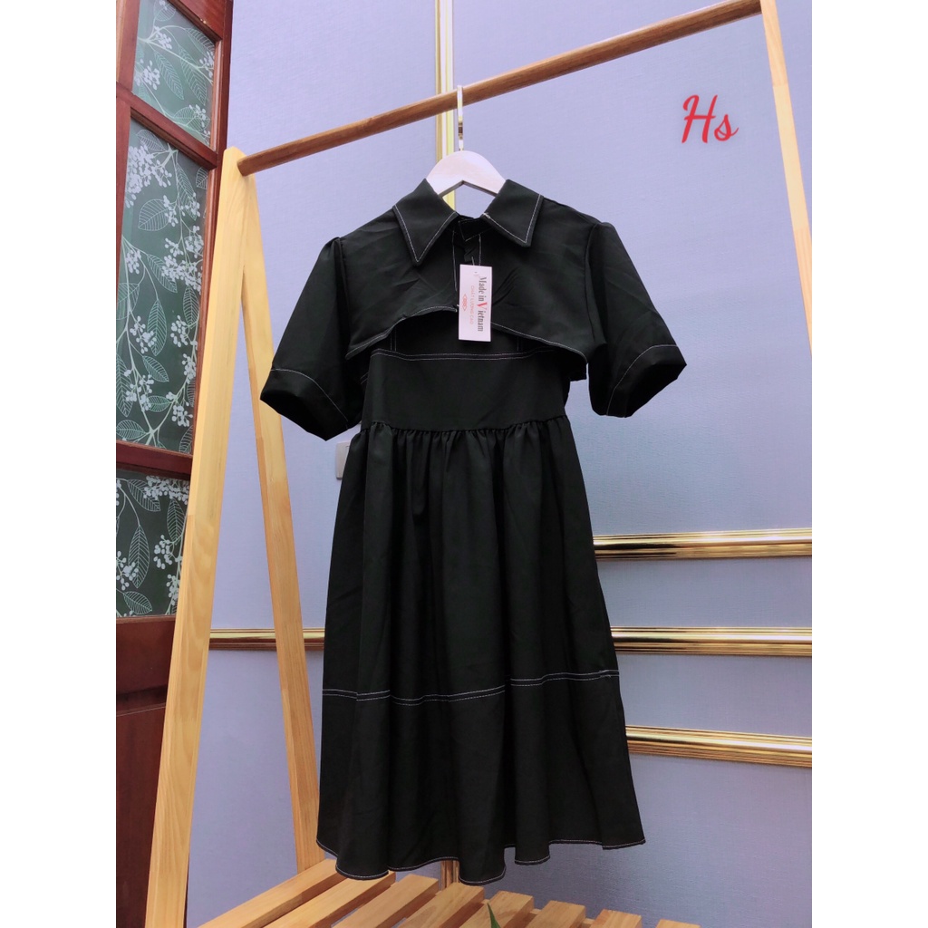 Set Váy Hai Dây Viền Chỉ Nổi  Mã 929 UNI STORE