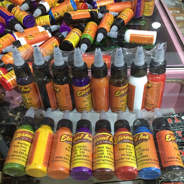 Sét 16 màu mực tập Internal,chỉ dùng xăm lên da tập xăm