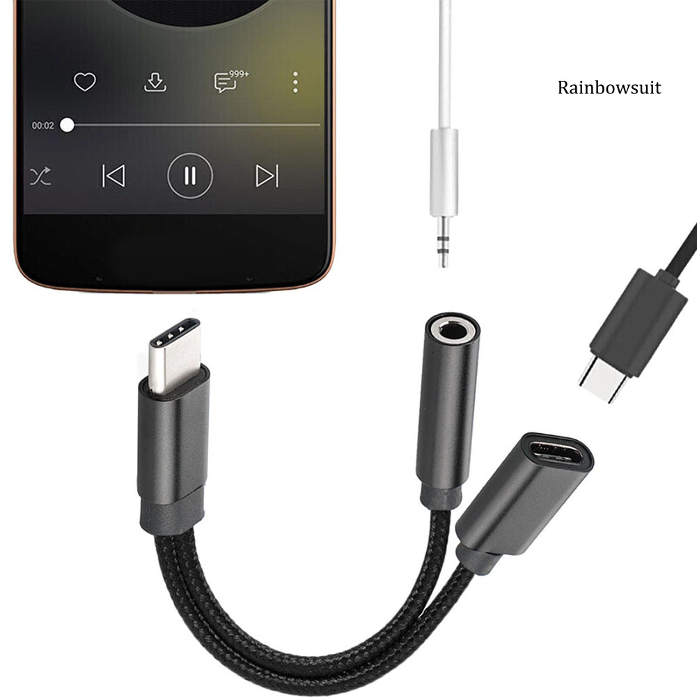 Dây Cáp Chuyển Đổi Âm Thanh Usb Type-C 2 Trong 1 Đầu Cắm 3.5mm