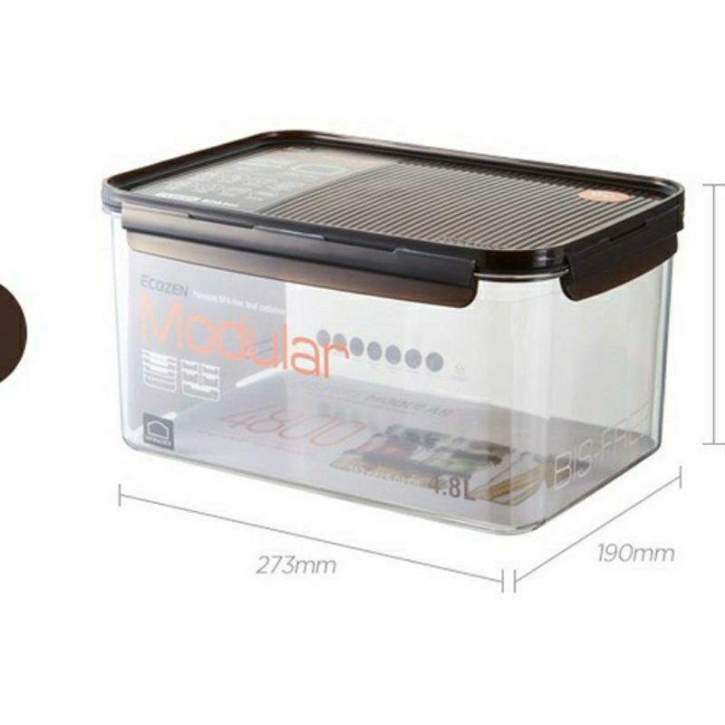 Hộp Bảo Quản Thực Phẩm Hình Chữ Nhật Lock&Lock 4,8 lít Bisfree LBF408 Nắp Nâu