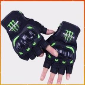 Găng Tay Xe Máy, Bao Tay Đi Phượt Kawasaki - Monter - Probike - Fox Hở Ngón Có Gù Bảo Vệ Chuyên Moto Thể Thao