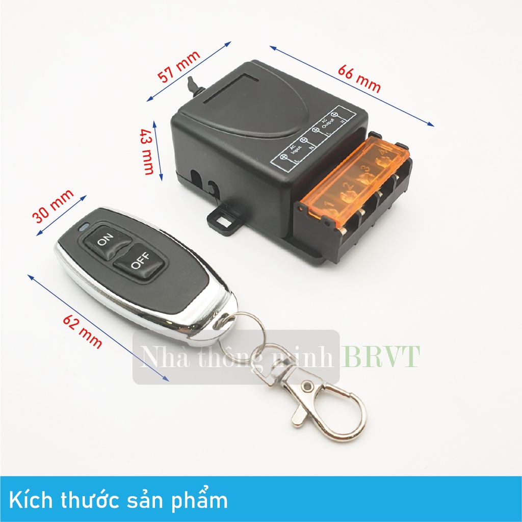 Công tắc điều khiển từ xa 220V 100m công suất cao ngõ ra 30A bật tắt thiết bị chiếu sáng, máy bơm, quạt