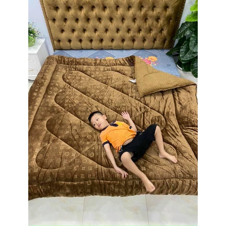 Chăn lông cừu thương hiệu LV chăn đại hàn mịn, dày ấm hàng loại 1