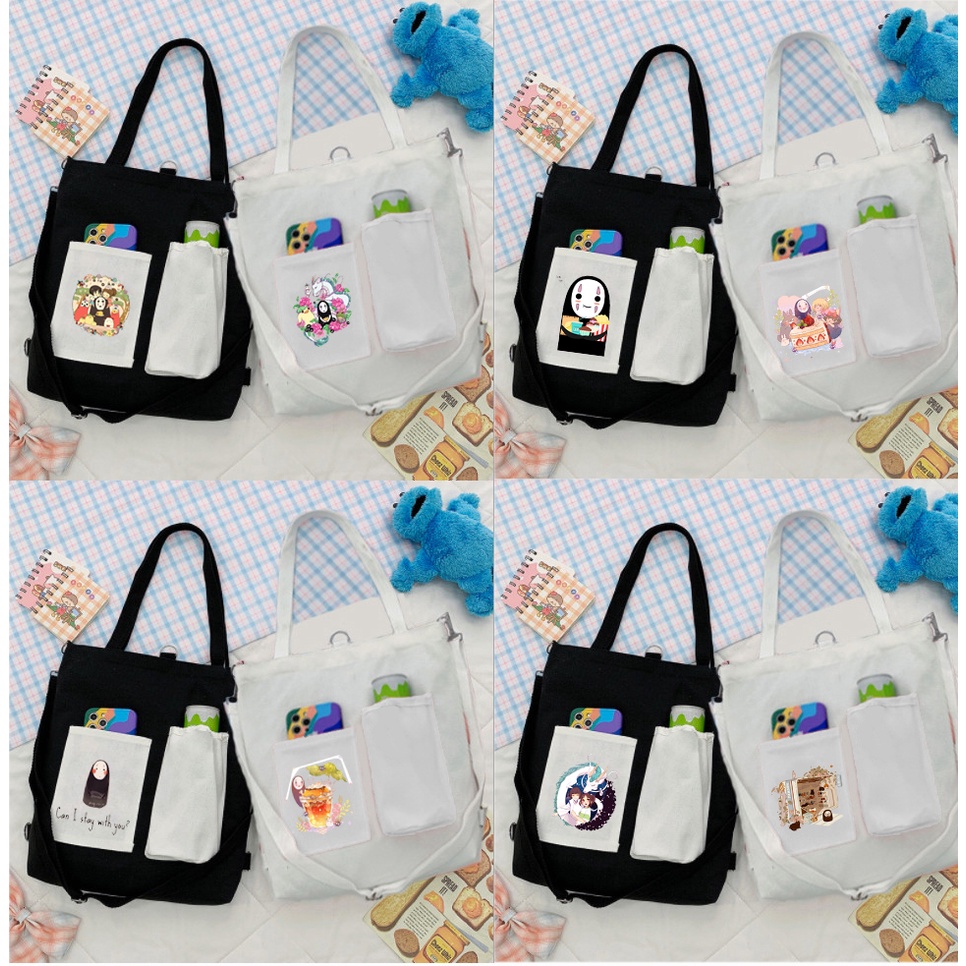Túi Vải Tote Kiêm Balo doraemon TBL4 totoro vô diện chuột vàng shin  one piece sumikko jinbeisan kero CCS usagyu