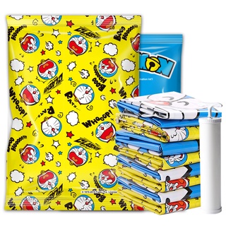 Combo  Túi hút chân không đựng chăn, quần áo, ga gối hình doremon (kèm tay bơm hoặc bơm điện)