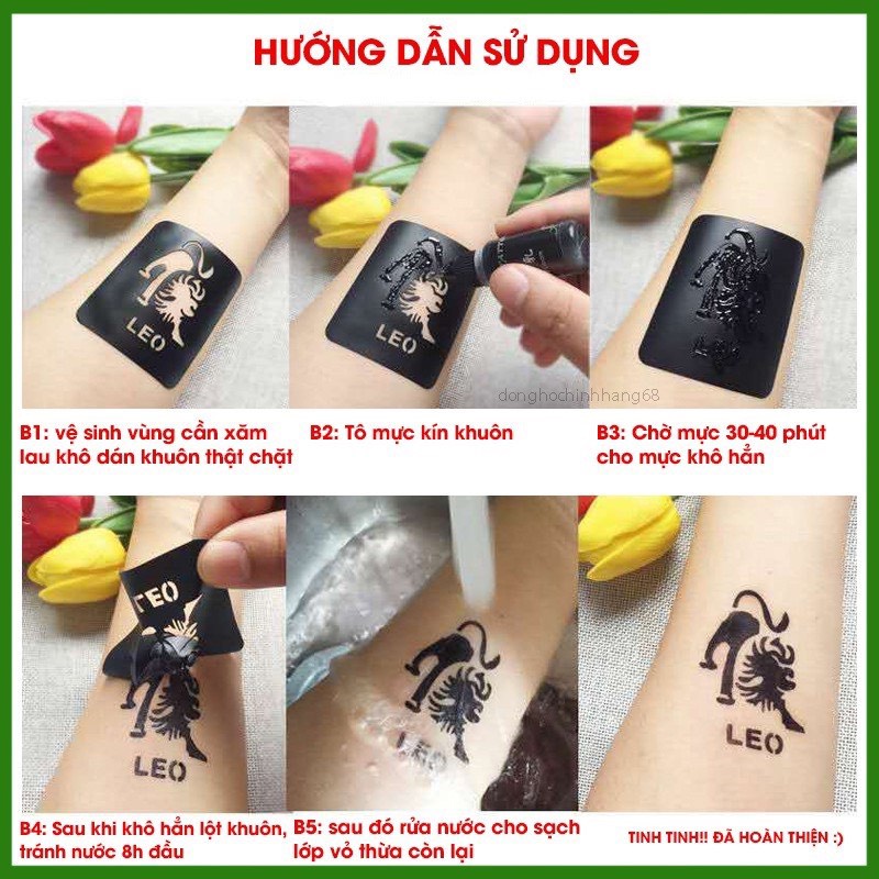 Hình Xăm 15 Ngày ⚡️ Được Chọn Khuôn Và Màu Mực ⚡️ 1 Bộ Gồm Mực + (20 -70 ) Hình Phù Hợp Với Mọi Lứa Tuổi,an toàn cho da.