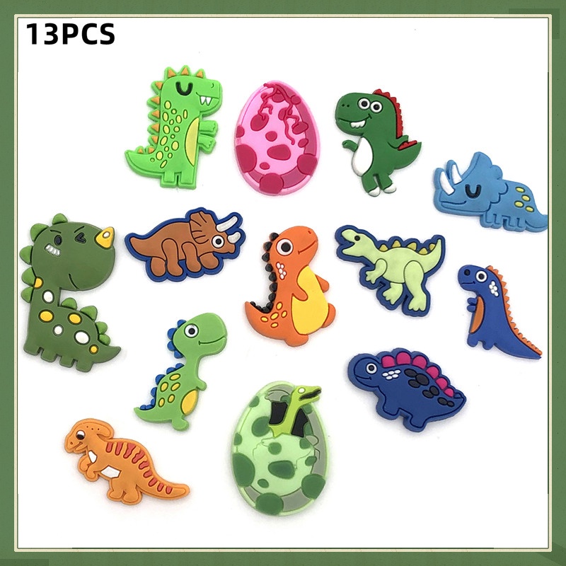 Set 13 Phụ Kiện Trang Trí Giày Crocs Hình Khủng Long Dễ Thương