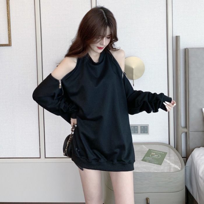 Áo sweater cổ tròn tay dài có khóa kéo thời trang Hàn Quốc | BigBuy360 - bigbuy360.vn