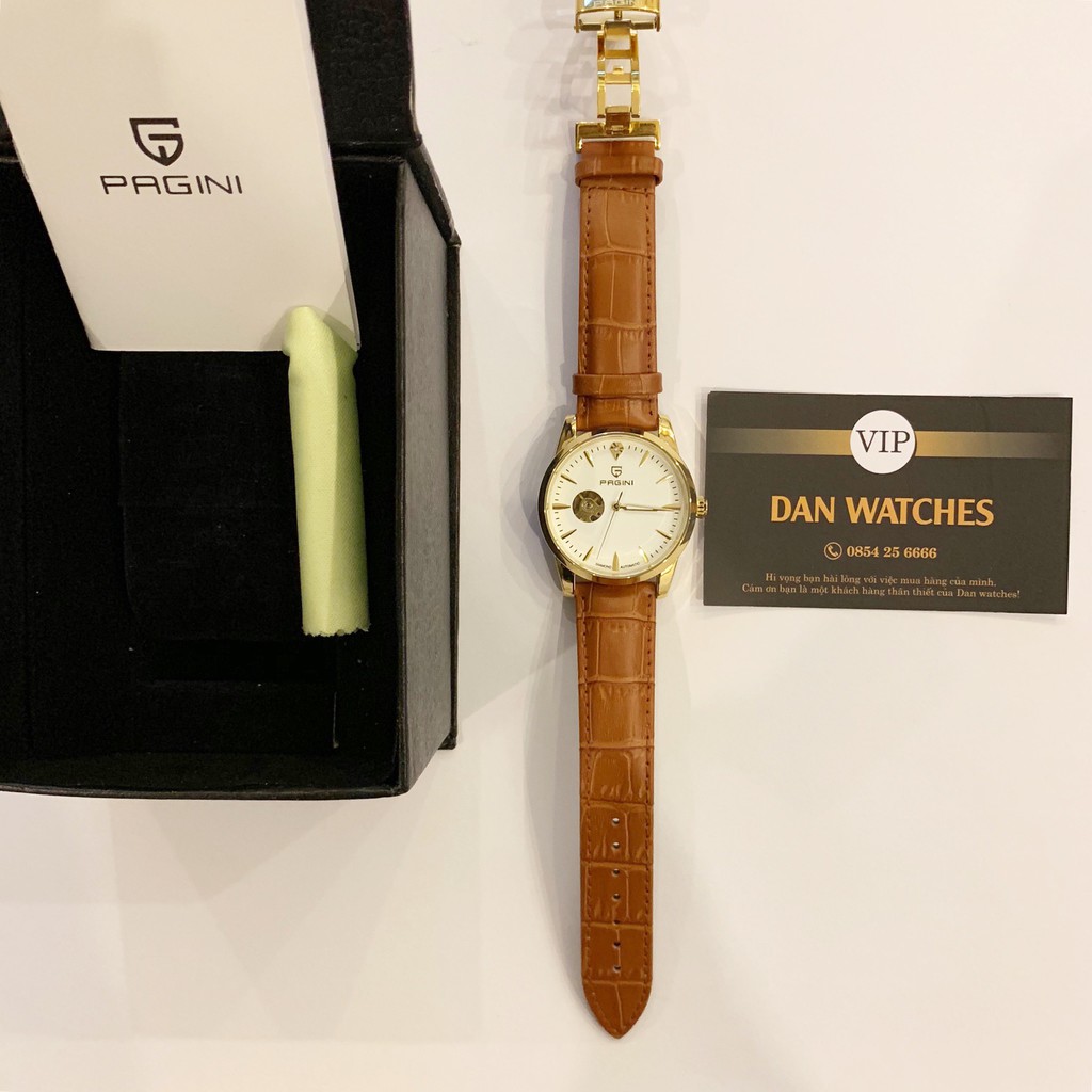 Đồng Hồ Nam PAGINI Chính Hãng Lộ Máy PA9988 Dây Da Cao Cấp Thoáng Khí, Kim Dạ Quang Ban Đêm - Full Box Bảo Hành 12 Tháng | BigBuy360 - bigbuy360.vn