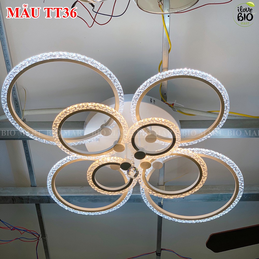 Đèn Ốp Trần Trang Trí - Đèn Âm Trần Cánh Tròn Olympic, Gồm 3 Chế Độ Ánh Sáng, Có Điều Khiển Từ Xa Tiện Dụng – BIO100