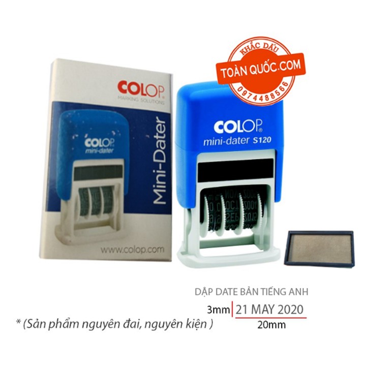 [Khay không mưc] Mini Dater Colop S-120 Tiếng Anh (full box )