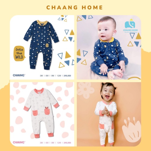 Chaang body dài tay khoá chéo Jungle cho bé trai, bé gái, body cotton, bộ liền thân