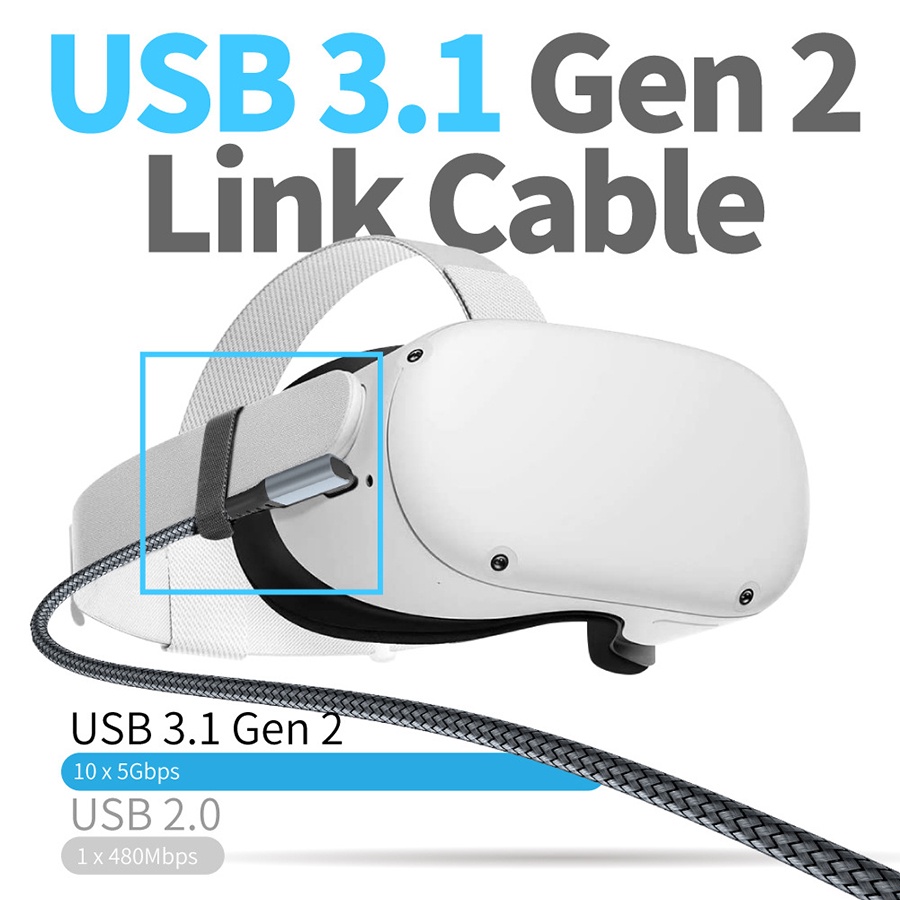 Dây Cáp Sạc Nhanh Kết Nối 2 M/5M/6M 16FT Oculus Quest USB3.2 Gen1 USB-C