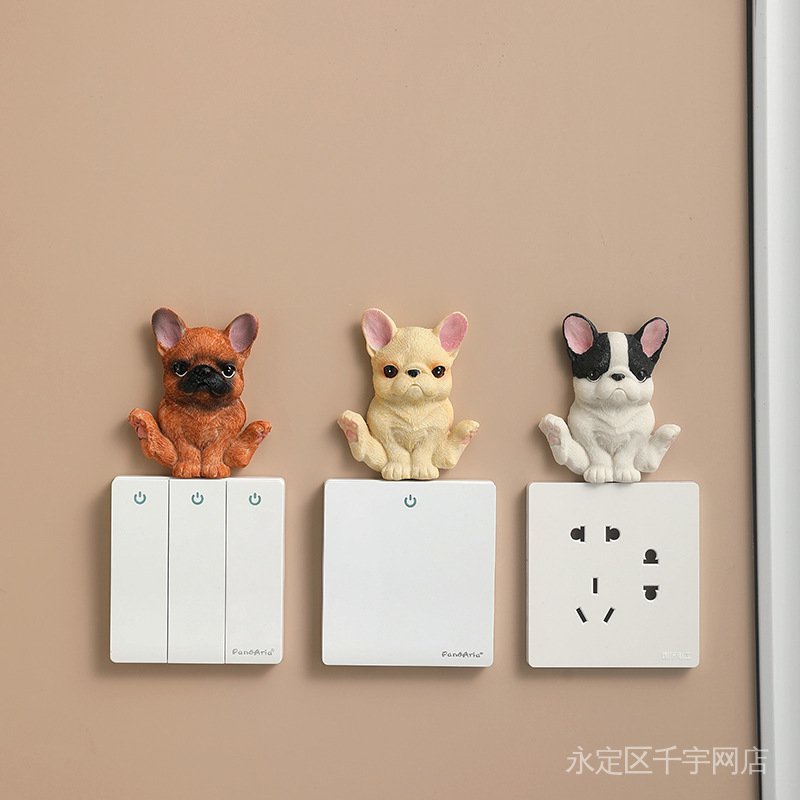 Miếng Dán Trang Trí Công Tắc Hình Chó Bull Dễ Thương