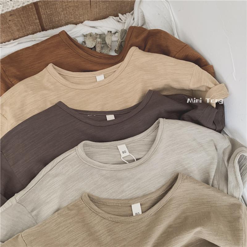 MNGRL Áo Thun Tay Ngắn Cotton Lanh Mềm Mát Phong Cách Hàn Quốc Mùa Hè Cho Bé Trai Bé Gái