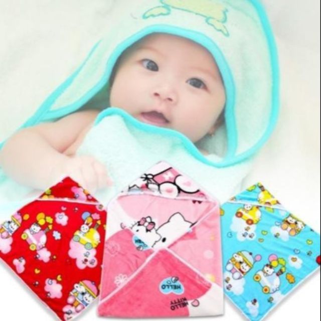 Chăn Ủ Lông Tuyết Có Mũ Cho Bé