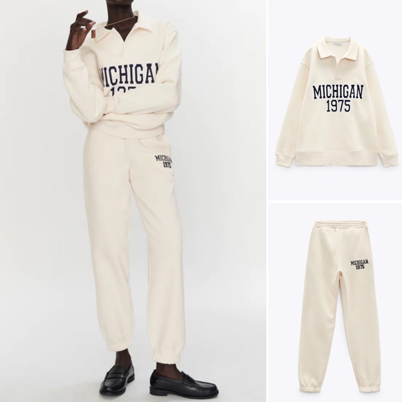 BỘ ÁO NỈ POLO VÀ QUẦN JOGGER MICHIGAN MÀU KEM - 1131/803 1131/805