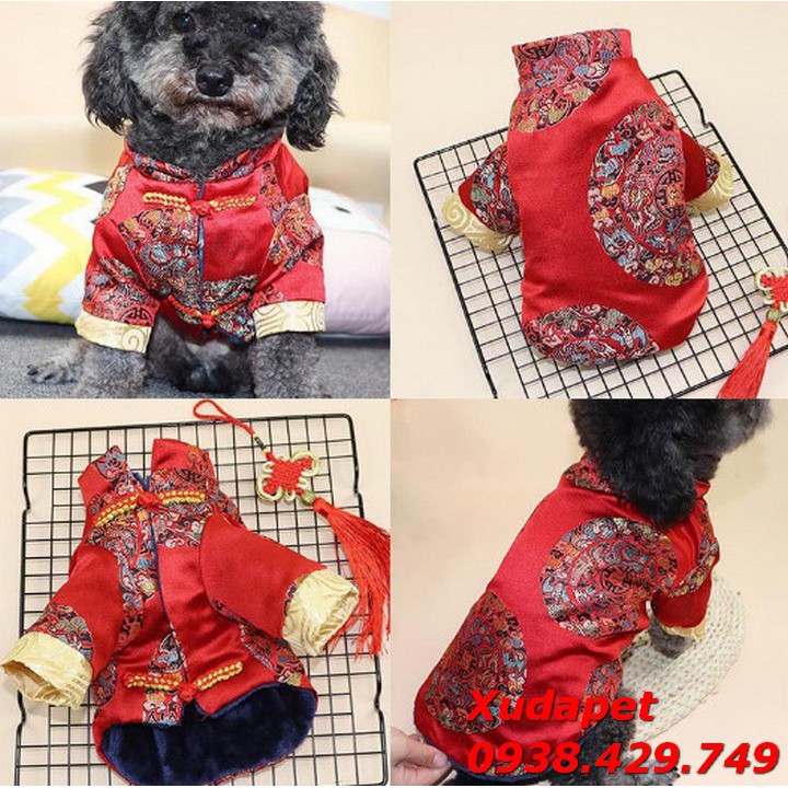 Áo Tết Cho Chó Mèo Vải Gấm Lụa Cao Cấp chất liệu Vải Gấm Lụa Cao Cấp - Xudapet - SP000148