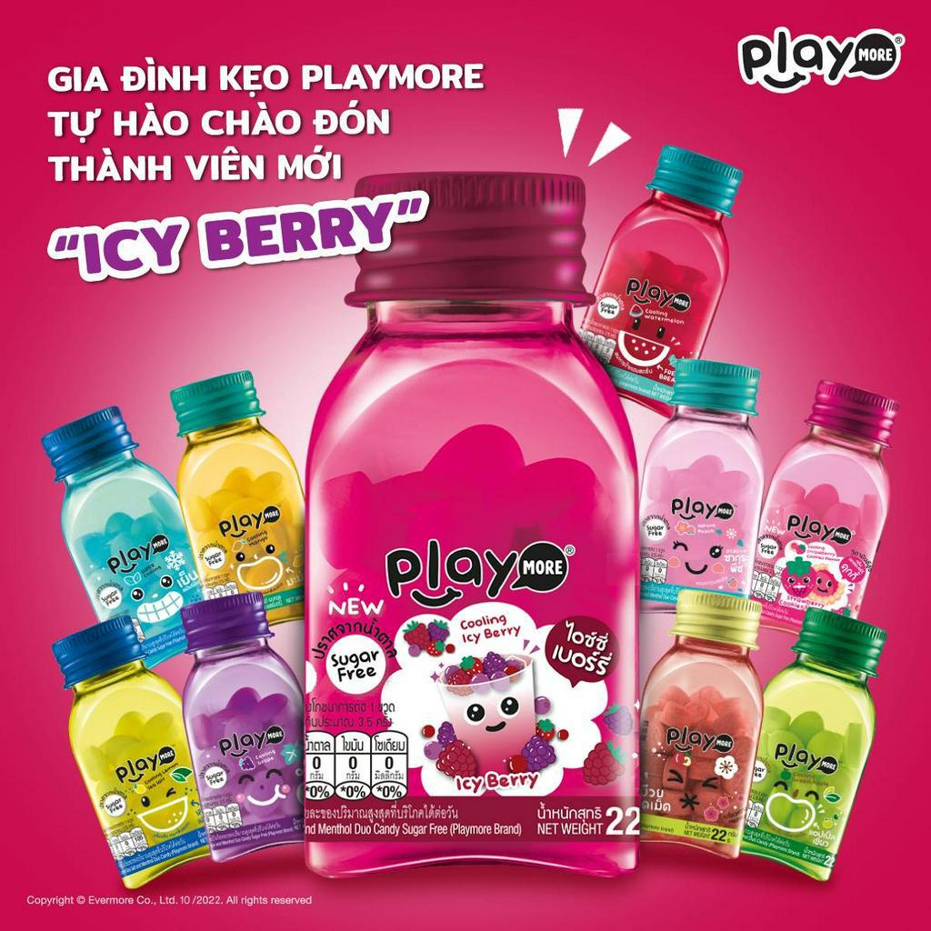 Kẹo PlayMore Dưa Hấu/Bạc Hà/Xí Muội/Táo/Nho Hũ 22G