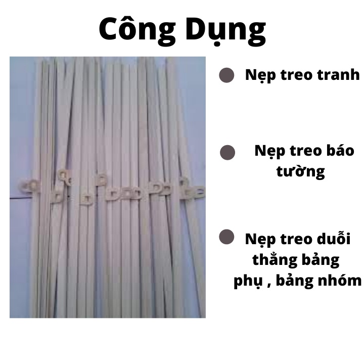 Thanh nẹp treo tranh 83/ 120cm - Màu trắng - tặng kèm khuy - 1 chiếc