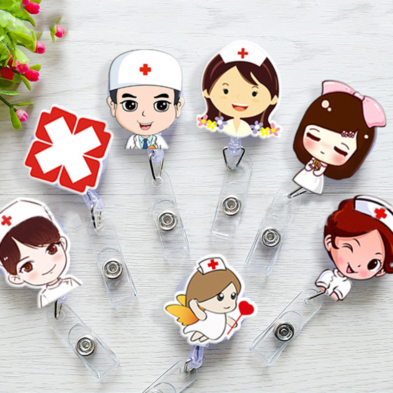 Kẹp Giữ Thẻ Tên Họa Tiết Hoạt Hình Dễ Thương Có Thể Thu Gọn