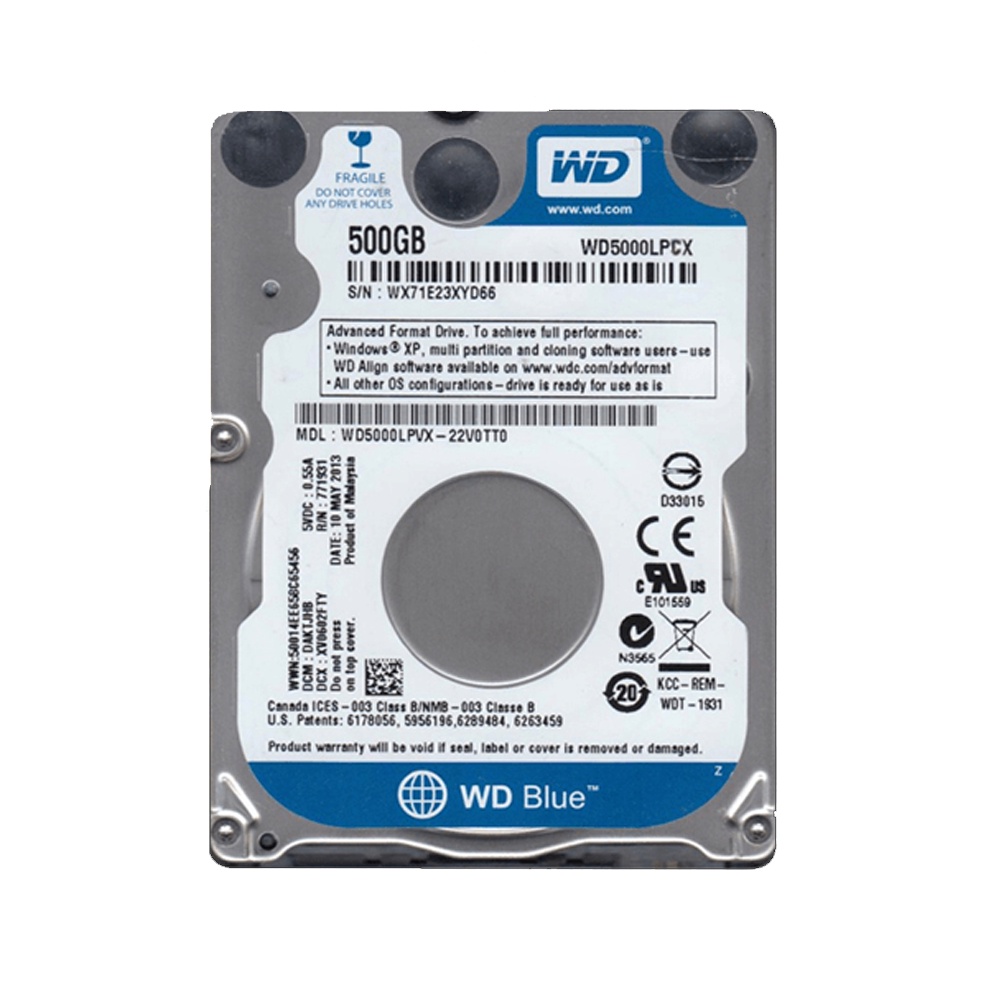 Ổ cứng HDD Western Blue 500GB - Dùng cho Laptop - Kích thước 2.5 inch