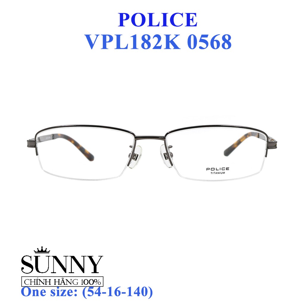Gọng kính thời trang chính hãng Police VPL182K 0568 (54-16-140), thiết kế dễ đeo bảo vệ mắt
