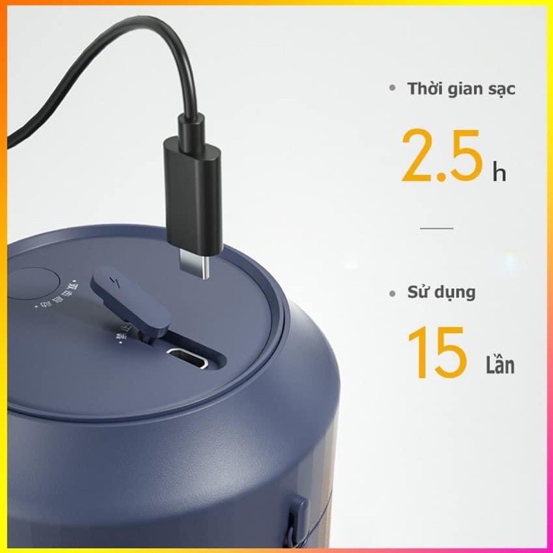 Máy xay sinh tố cầm tay/ Máy xay đa năng Juice Cup JC01 dung tích 350ml pin 3000maH