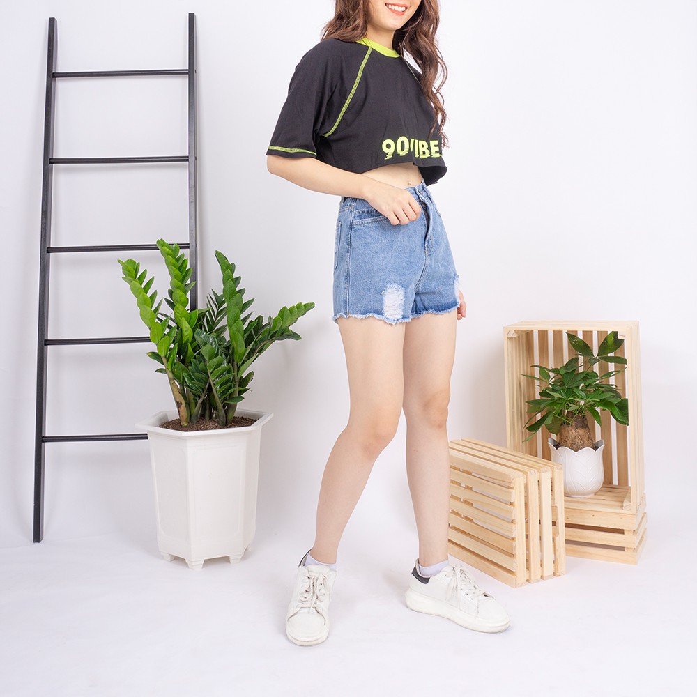 [Mã FAMAYWA giảm 10K đơn 50K] Quần short jean nữ Ulzzang GENZ lưng cao không gấu rách ống ZWJ021 | BigBuy360 - bigbuy360.vn