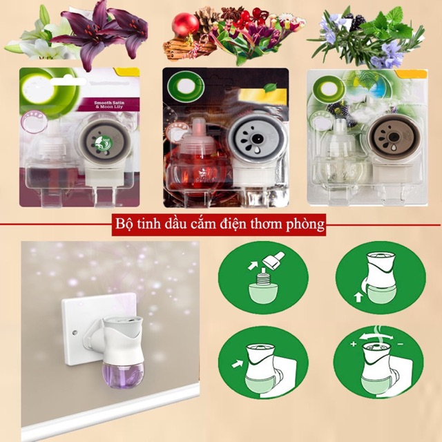 Bộ Tinh Dầu Cắm Điện Toả Hương Tự Động Airwick Balan