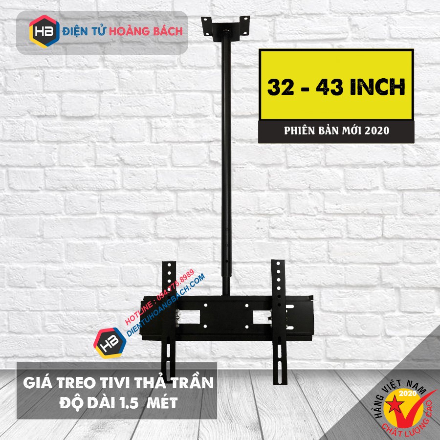 [Mã ELORDER5 giảm 10K đơn 20K] Giá treo tivi thả trần 32 - 43 inch - Độ dài tối đa 1M5 - Tâm lỗ tối đa 30 x 30 cm