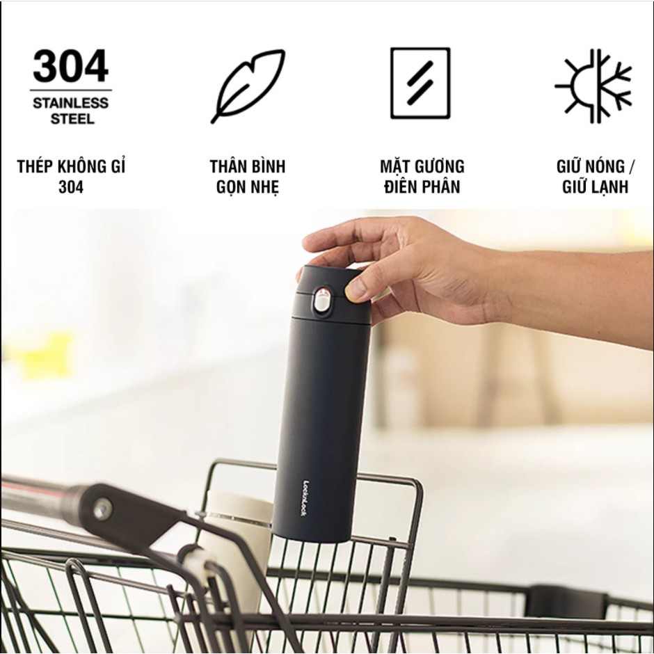 Bình Giữ Nhiệt Lock&Lock Featherlight One-Touch Tumbler LHC3257 , Hàng Chính Hãng, Mở Nắp Một Chạm - Happi House