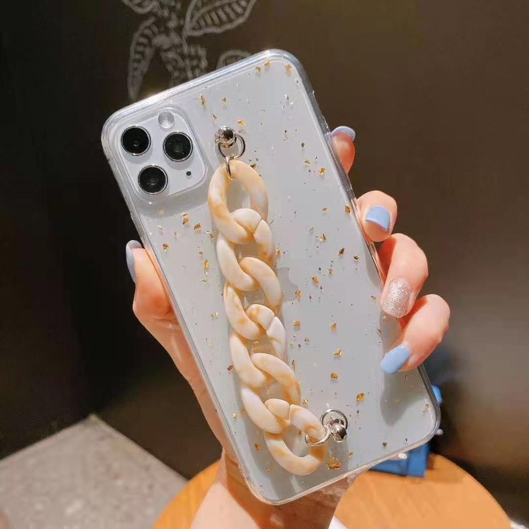 Gold leaf + amber bracelet Suitable for Iphone 12 Pro Max / Iphone 11 Pro Max / Xr / xs / Xs Max / 7plus / 8plus / 6 Plus / Se 2020 Shockproof phone case Vỏ iPhone