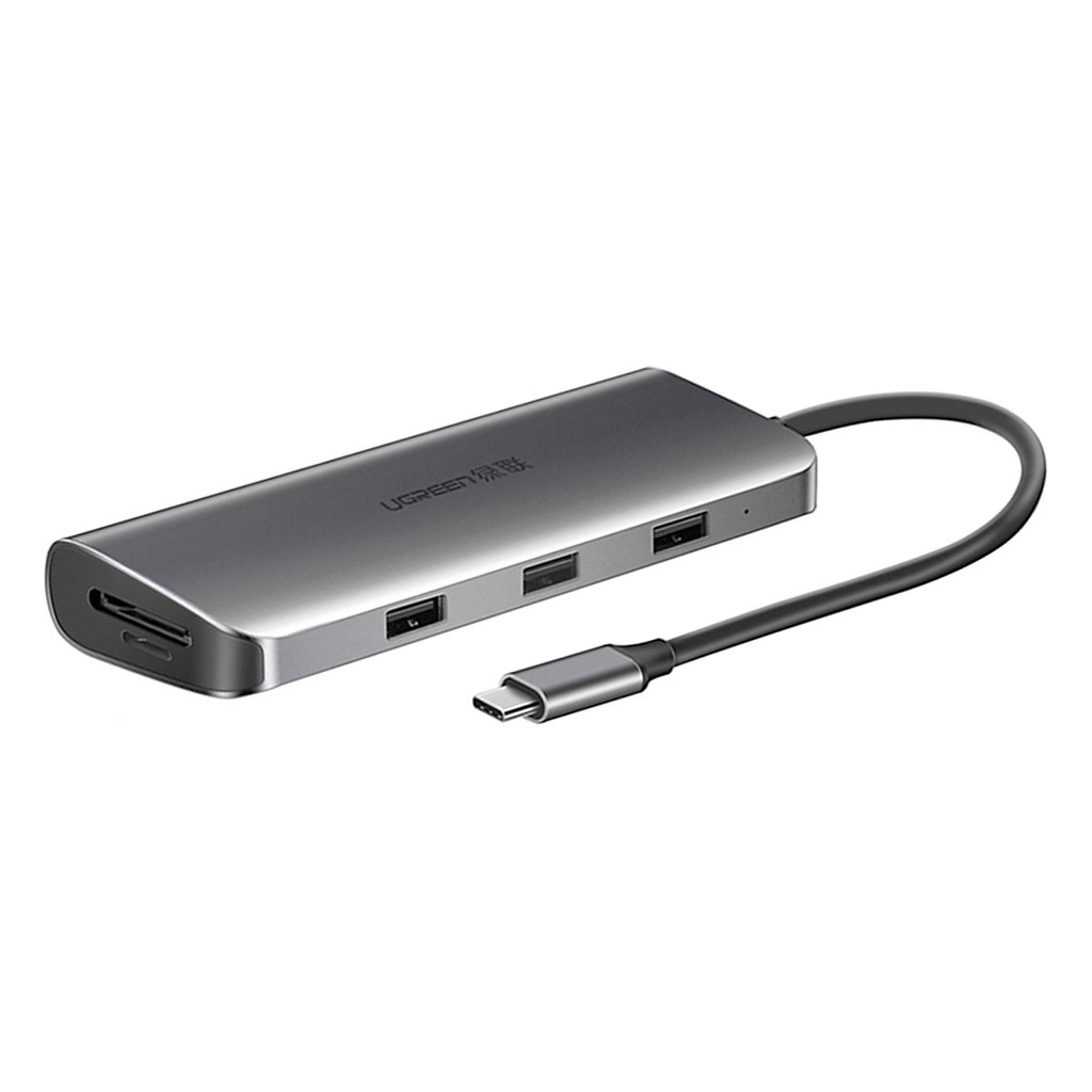 Bộ chuyển USB C to HDMI + VGA + USB 3.0 + LAN 1Gbps + Card Reader đa năng Ugreen 40873