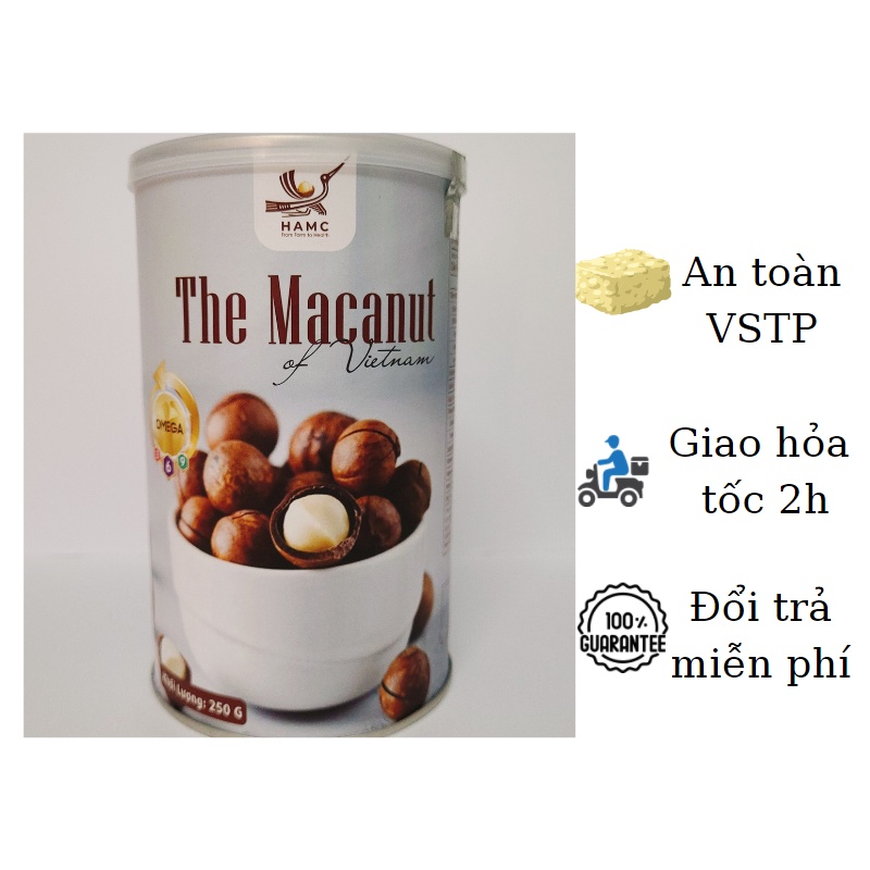 Hạt macca loại vỏ mỏng nhân nhiều hộp thiếc 250gr