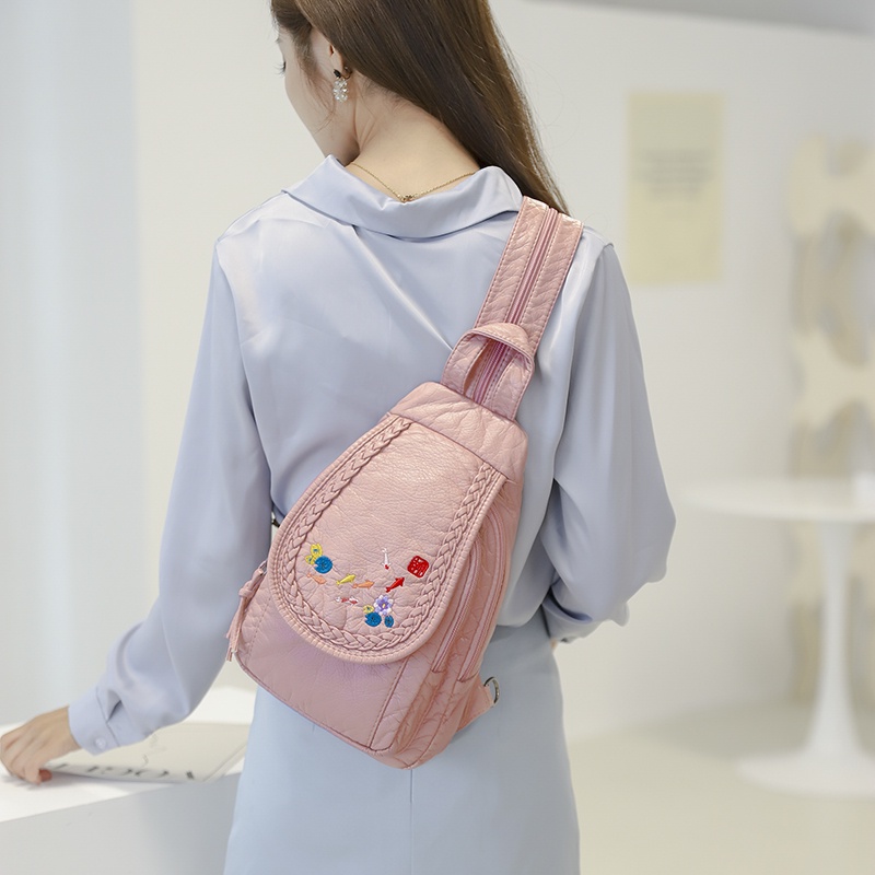 Túi Đeo Chéo Da PU Thêu Họa Tiết Thổ Cẩm Thời Trang Nữ Tính