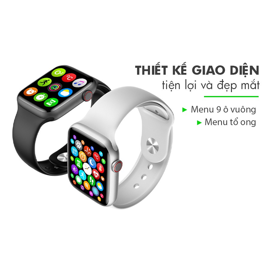 Đồng Hồ Thông Minh W46 Smart Watch Seri 6, Thay Hình Nền Chống Nước Màn Hình Tràn Viền Sạc Không Dây