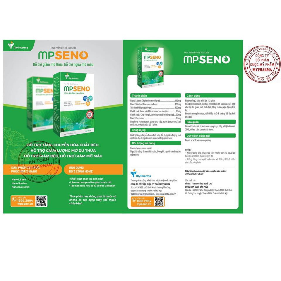 Viên GIẢM BÉO, GIẢM MỠ MÁU công nghệ cao MPseno | BigBuy360 - bigbuy360.vn