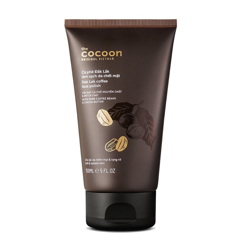 Tẩy da chết Cà phê Đắk Lắk cho mặt cocoon 150ml Dak Lak coffee face polish