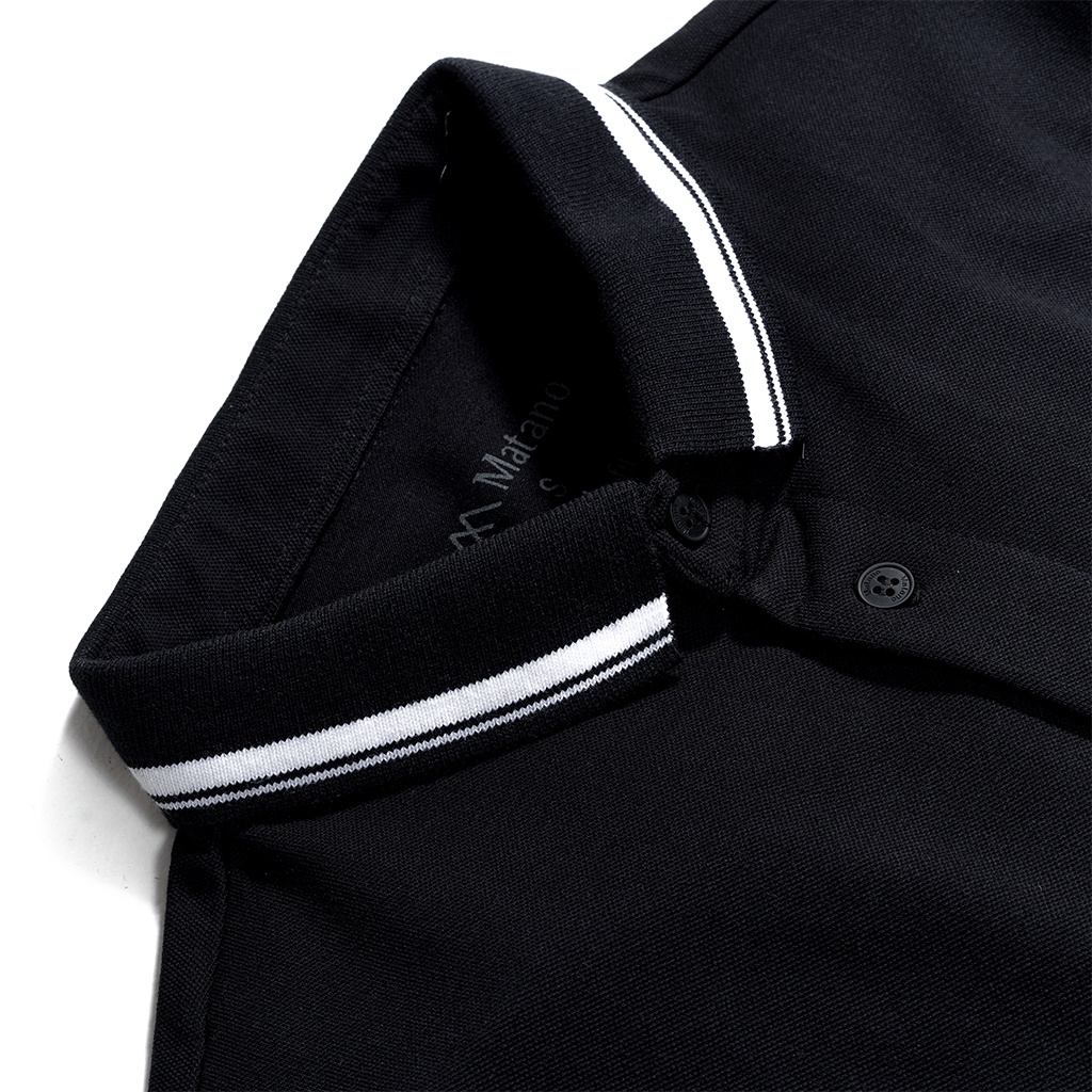 Áo polo nam đẹp MATANO 030 - Áo thun polo nam có cổ trụ bẻ, vải cá sấu cotton cao cấp, bo dệt kẻ sọc trắng đơn giản
