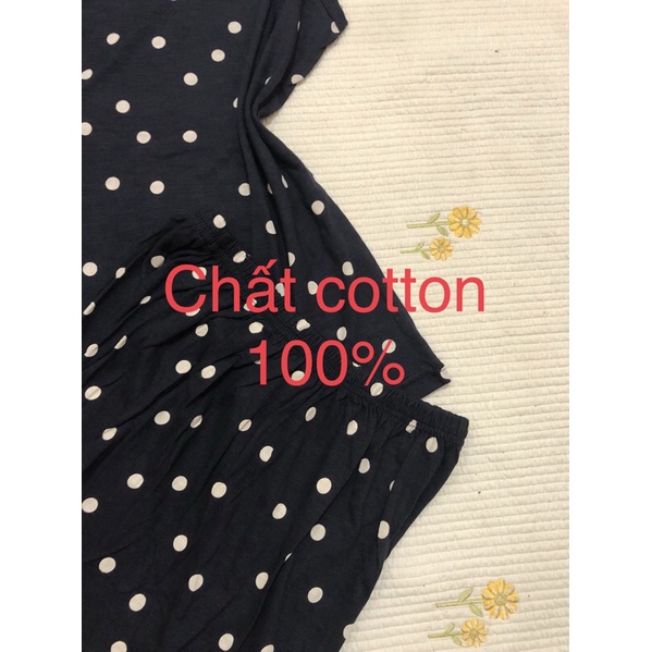 Bộ mặc nhà nữ chất cotton 100% mềm mát