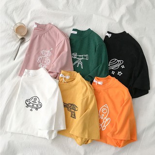 Áo thun cổ tròn in họa tiết đơn giản xinh xắn 28217