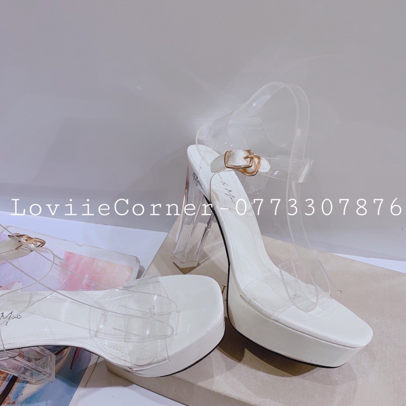 LOVIIECORNER - GIÀY CAO GÓT 11CM ĐÚP ĐẾ QUAI TRONG - SANDAL CAO GÓT ĐẾ ĐÚP 11P QUAI TRONG - SANDAL CAO GÓT 11CM G210105