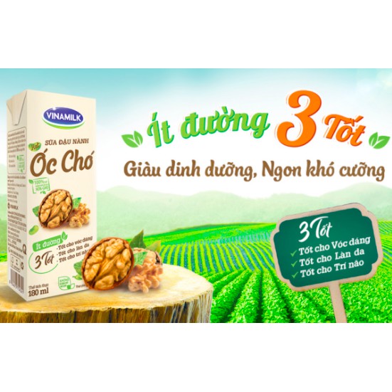 Thùng 48 hộp 180ml sữa đậu nành VINAMILK ÓC CHÓ/ HẠNH NHÂN (48 hộp x 180ml)