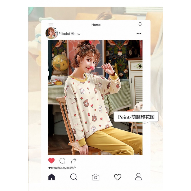 Bộ đồ mặc nhà kẻ sọc thời trang mùa đông cho nữ | BigBuy360 - bigbuy360.vn